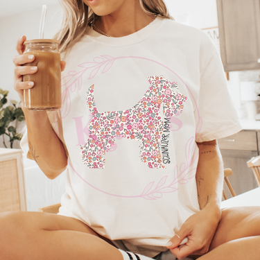 Schnauzer Mom Floral Comfort Colors T-Shirt